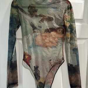 Zara Multicolor Artistic Mesh Top